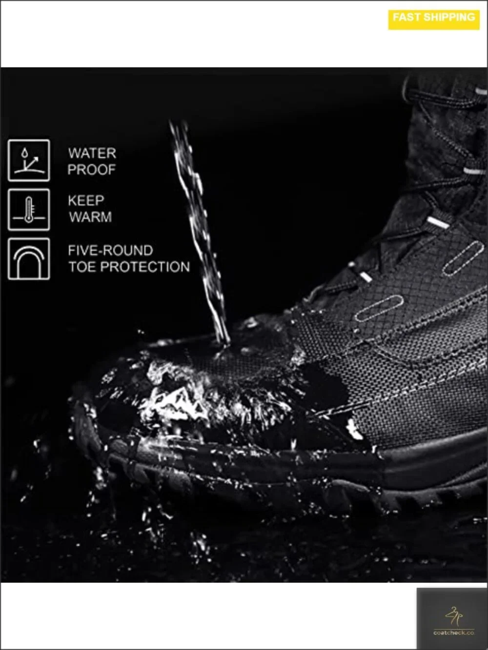 Men's Waterproof Winter Snow Boots Mid Calf Fur Lined Non-Slip Warm Outdoor